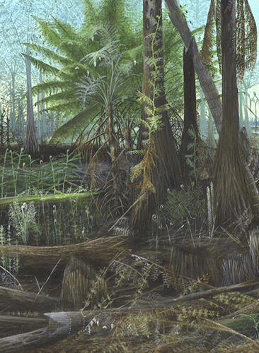 Carboniferous era forest