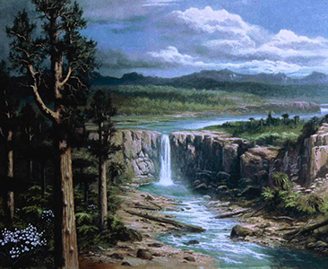 A Cretaceous waterfall landscape